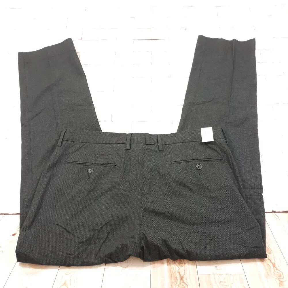 J.CREW Slim Bedford Dress Pants Mens 35 x 32 Black Cotton Tapered NEW‎